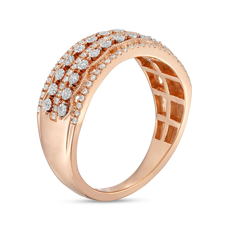 Main Image 3 of Previously Owned 1/4 CT. T.W. Diamond Vintage-Style Multi-Row Anniversary Band in 10K Rose Gold