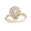 Thumbnail Image 1 of Previously Owned - 1 CT. T.W. Pear-Shaped Diamond Double Frame Engagement Ring in 14K Gold (I/SI2)