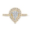 Thumbnail Image 4 of Previously Owned - 1/2 CT. T.W. Pear-Shaped Multi-Diamond Double Frame Engagement Ring in 10K Gold