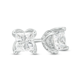 Previously Owned Love's Destiny by Peoples 1 CT. T.W. Princess-Cut Diamond Solitaire Stud Earrings in 14K White Gold