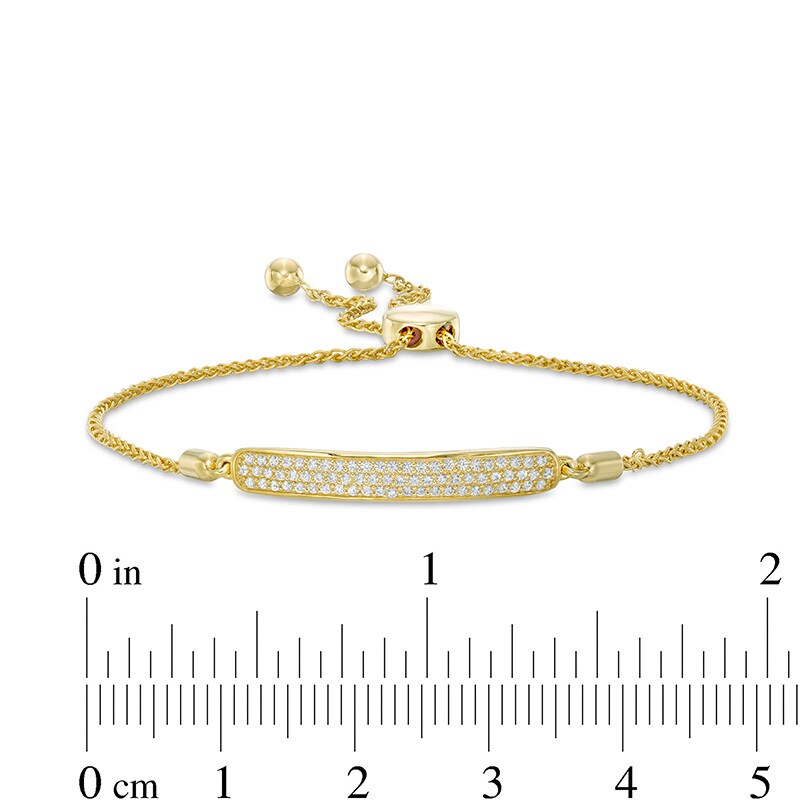 Main Image 3 of Previously Owned 1/4 CT. T.W. Diamond Multi-Row Bar Bolo Bracelet in 10K Gold - 9.5"