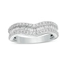 Thumbnail Image 1 of Previously Owned 3/4 CT. T.W. Baguette and Round Diamond Contour Triple Row Anniversary Band in 14K White Gold