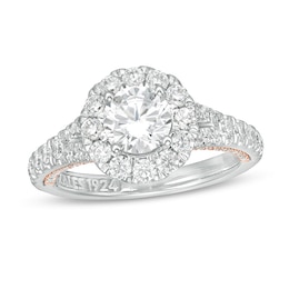 Previously Owned Zales Private Collection 2 CT. T.W. Diamond Frame Engagement Ring in 14K Two-Tone Gold (F/I1)