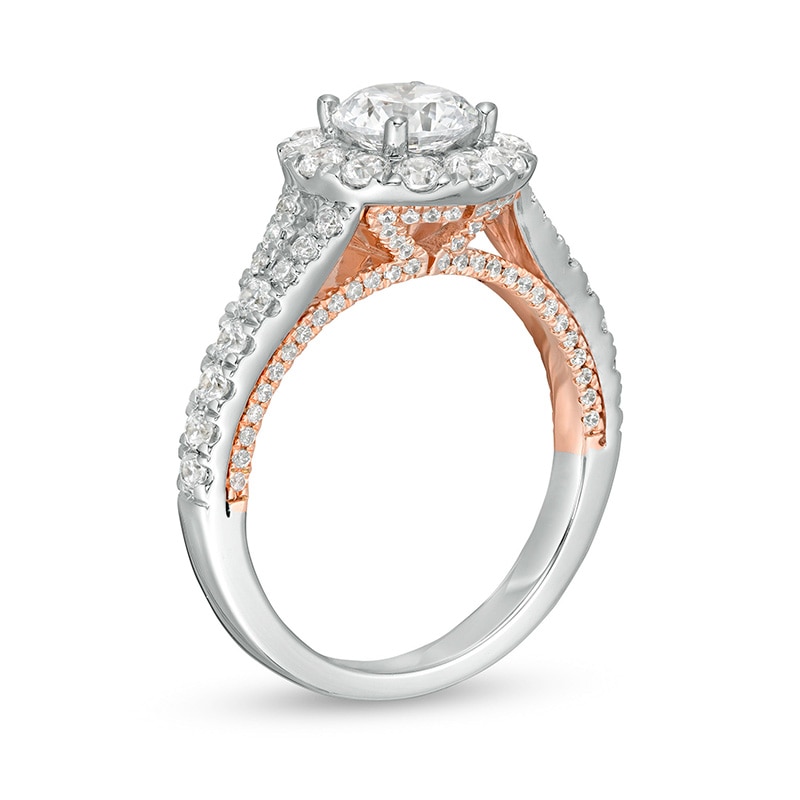 Previously Owned Zales Private Collection 2 CT. T.W. Diamond Frame Engagement Ring in 14K Two-Tone Gold (F/I1)