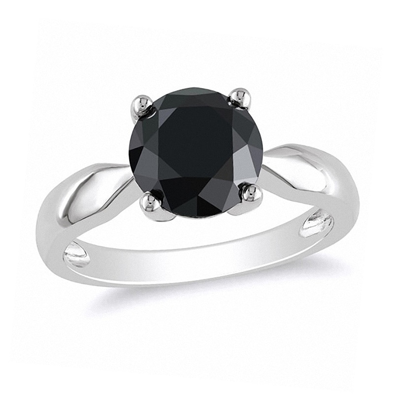 Main Image 1 of Previously Owned 3 CT. Black Diamond Solitaire Ring in 10K White Gold
