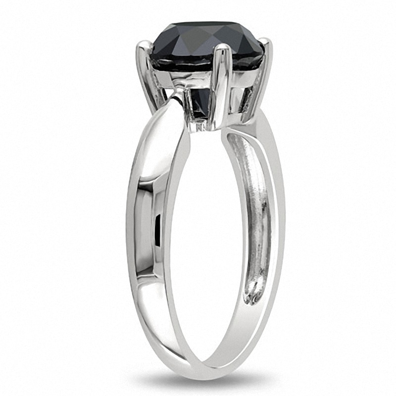 Main Image 2 of Previously Owned 3 CT. Black Diamond Solitaire Ring in 10K White Gold