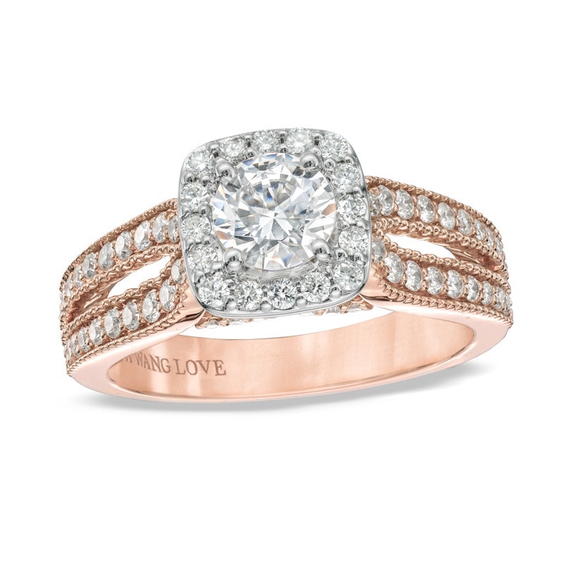 Main Image 1 of Previously Owned Vera Wang Love Collection 1-1/5 CT. T.W. Diamond Split Shank Engagement Ring in 14K Rose Gold