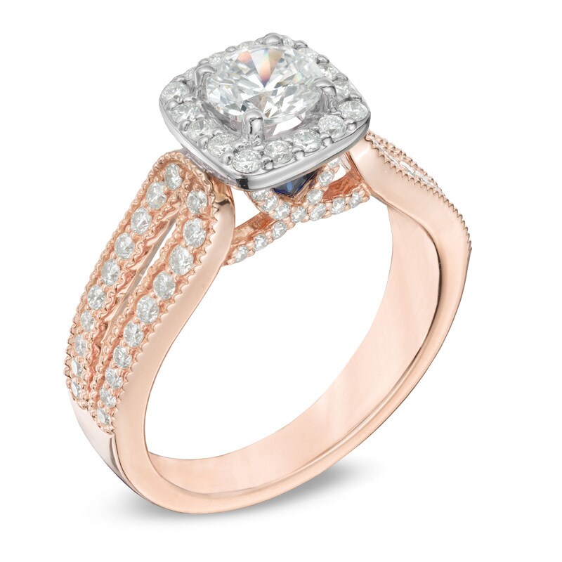 Main Image 2 of Previously Owned Vera Wang Love Collection 1-1/5 CT. T.W. Diamond Split Shank Engagement Ring in 14K Rose Gold