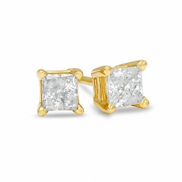 Previously Owned 3/8 CT. T.W. Princess-Cut Diamond Solitaire Stud Earrings in 14K Gold