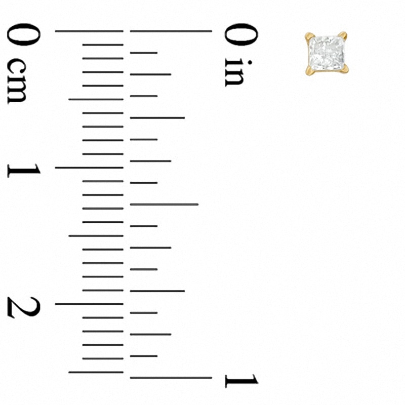 Main Image 2 of Previously Owned 3/8 CT. T.W. Princess-Cut Diamond Solitaire Stud Earrings in 14K Gold