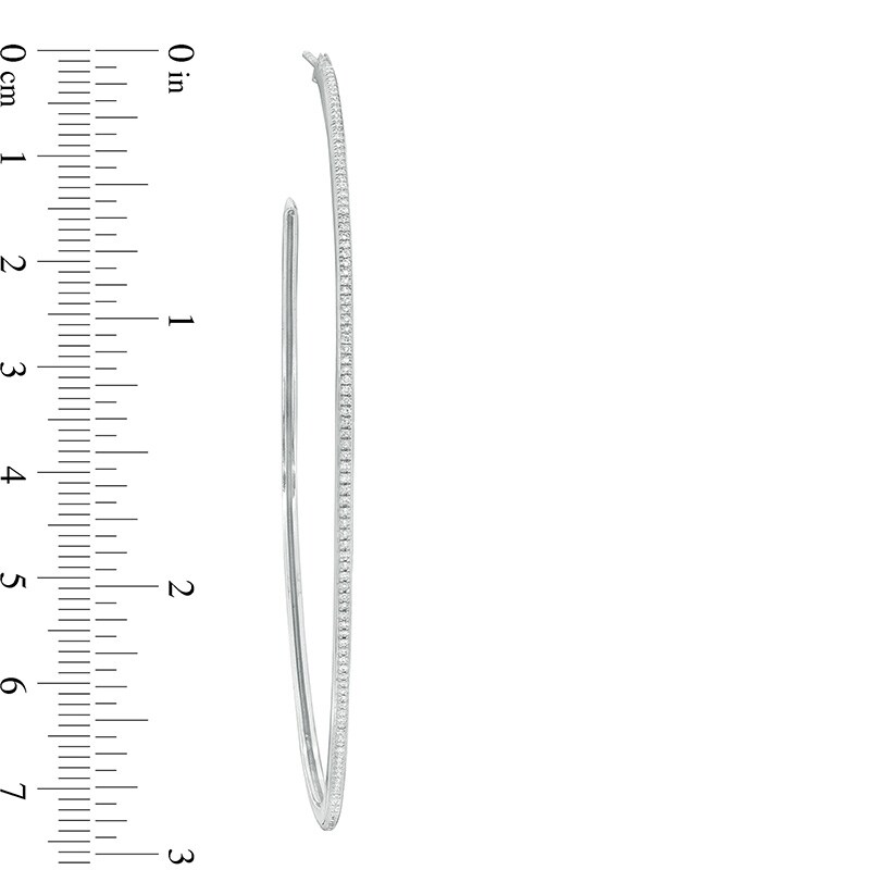 Main Image 3 of Previously Owned - 1/2 CT. T.W. Diamond Hoop Earrings in 10K White Gold