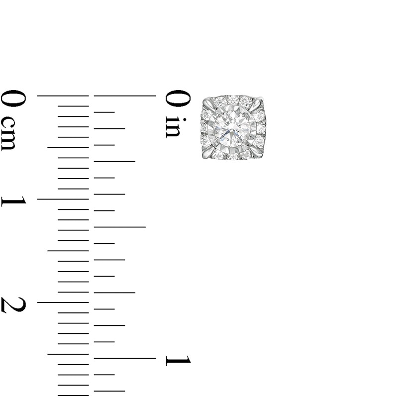 Main Image 2 of Previously Owned - 1 CT. T.W. Diamond Cushion Frame Stud Earrings in 10K White Gold