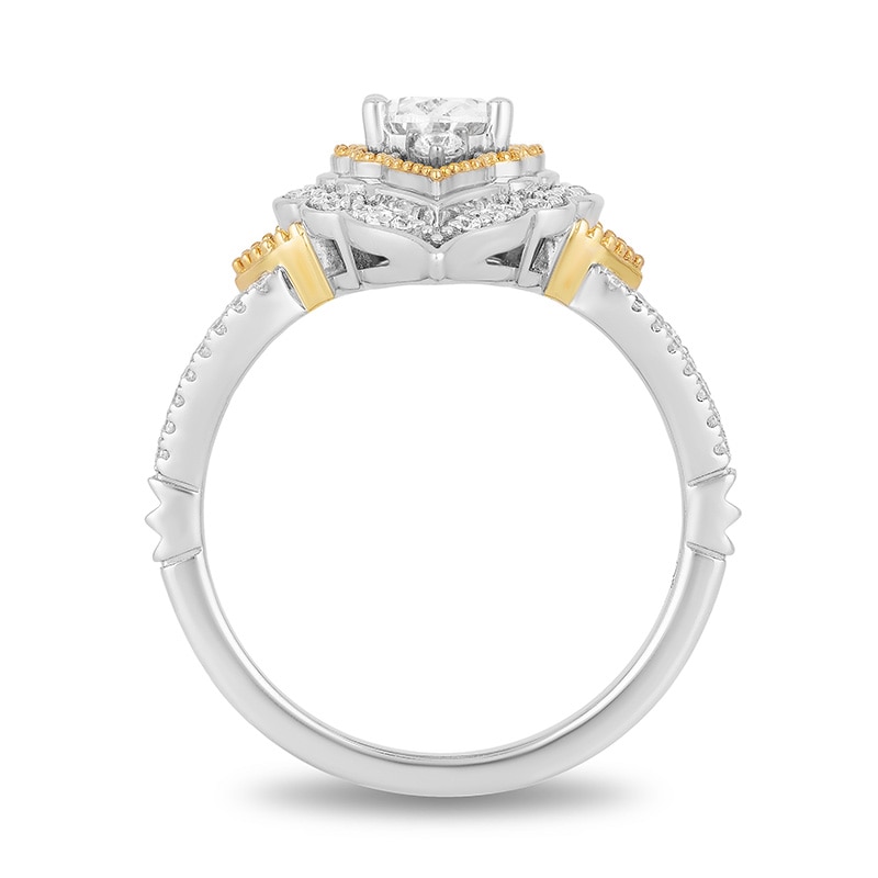Main Image 3 of Previously Owned Enchanted Disney Aladdin 1 CT. T.W. Diamond Arabesque Frame Engagement Ring in 14K Two-Tone Gold