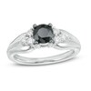 Thumbnail Image 1 of Previously Owned 1 CT. T.W.  Black and White Diamond Tri-Sides Engagement Ring in 10K White Gold