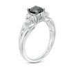 Thumbnail Image 3 of Previously Owned 1 CT. T.W.  Black and White Diamond Tri-Sides Engagement Ring in 10K White Gold