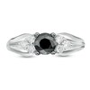 Thumbnail Image 4 of Previously Owned 1 CT. T.W.  Black and White Diamond Tri-Sides Engagement Ring in 10K White Gold