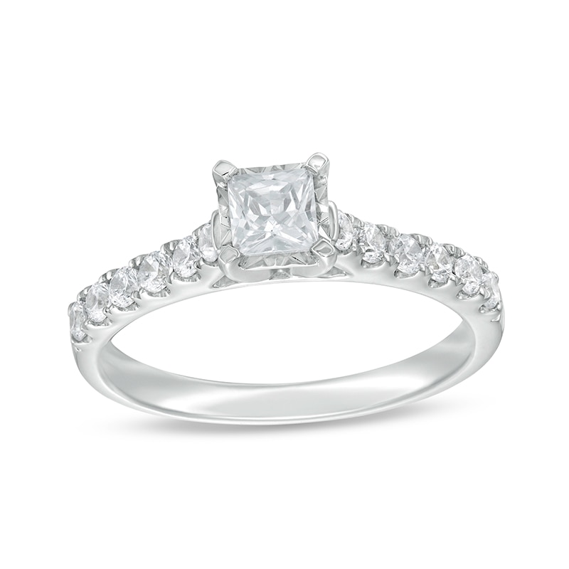 Previously Owned 3/4 CT. T.W. Princess-Cut Diamond Engagement Ring in 14K White Gold