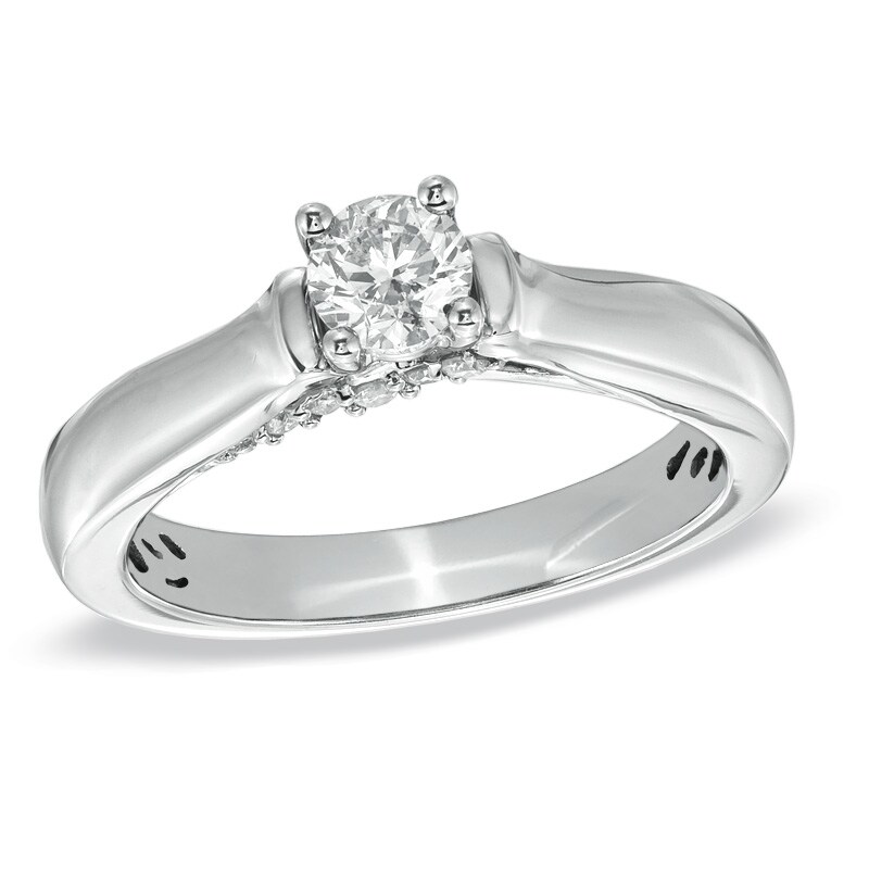 Main Image 1 of Previously Owned - 1/2 CT. T.W. Diamond Solitaire Engagement Ring in 14K White Gold