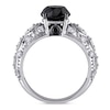 Thumbnail Image 3 of Previously Owned - 3 CT. T.W. Enhanced Black and White Diamond Vintage-Style Engagement Ring in 10K White Gold
