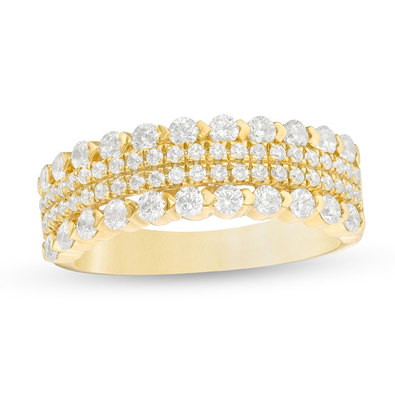 Main Image 1 of Previously Owned - 1 CT. T.W. Diamond Multi-Row Band in 14K Gold