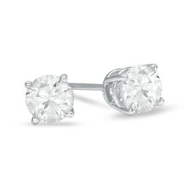 Previously Owned - 1 CT. T.W. Diamond Solitaire Stud Earrings in 14K White Gold (J/I3)