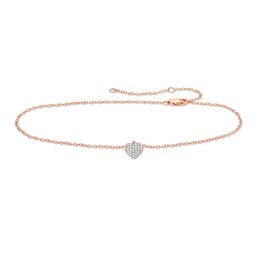 Previously Owned - 1/20 CT. T.W. Diamond Heart Dangle Anklet in 10K Rose Gold - 10&quot;