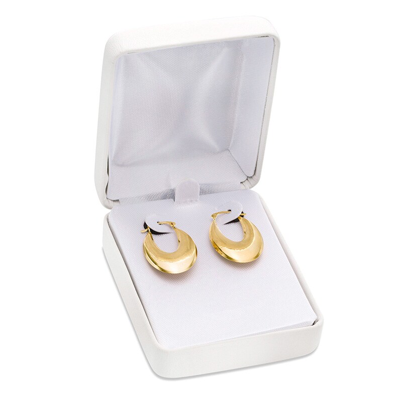 Main Image 4 of Previously Owned - 16.0mm Graduated Oval Hoop Earrings in 14K Gold