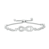 Thumbnail Image 1 of Previously Owned - 3/8 CT. T.W. Diamond Layered Infinity Sideways Bolo Bracelet in Sterling Silver - 9.0"