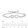Thumbnail Image 3 of Previously Owned - 3/8 CT. T.W. Diamond Layered Infinity Sideways Bolo Bracelet in Sterling Silver - 9.0"