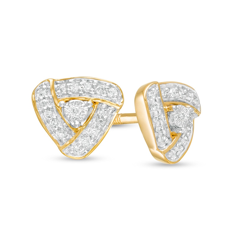 Main Image 1 of Previously Owned - Men's 1/15 CT. T.W. Diamond Swirl Frame Triangle Stud Earrings in 10K Gold