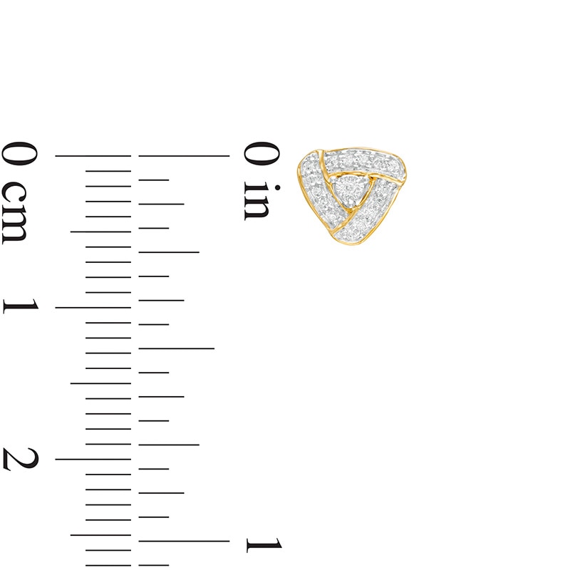 Main Image 3 of Previously Owned - Men's 1/15 CT. T.W. Diamond Swirl Frame Triangle Stud Earrings in 10K Gold