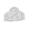 Thumbnail Image 1 of Previously Owned - 1 CT. T.W. Oval-Shaped Multi-Diamond Frame Curb Chain Shank Ring in 10K White Gold