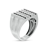 Thumbnail Image 2 of Previously Owned - 1 CT. T.W. Black and White Diamond Multi-Row Double Groove Shank Ring in 10K White Gold