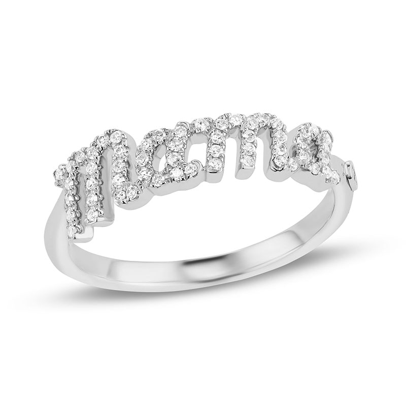 Main Image 1 of Previously Owned - Serena Williams jewelry 1/6 CT. T.W. Diamond "Mama" Ring in 10K White Gold
