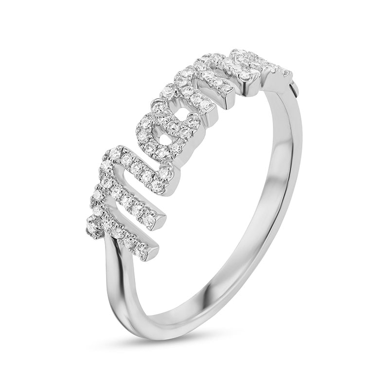 Main Image 3 of Previously Owned - Serena Williams jewelry 1/6 CT. T.W. Diamond "Mama" Ring in 10K White Gold