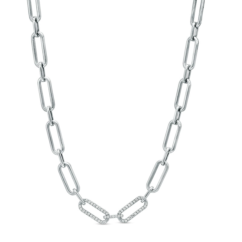 Main Image 1 of Previously Owned - The Kindred Links from Vera Wang Love Collection 1/4 CT. T.W. Diamond Necklace in Sterling Silver
