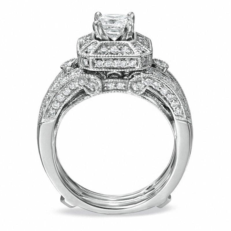 Main Image 2 of Previously Owned - 1-5/8 CT. T.W. Diamond Frame Multi-Row Ring in 14K White Gold