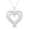 Thumbnail Image 1 of Previously Owned - 2 CT. T.W. Diamond Double Row Ribbon Heart Pendant in 10K White Gold