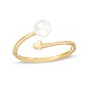 Thumbnail Image 1 of Previously Owned-5.5mm Freshwater Cultured Pearl and Polished Heart Open Wrap Ring in 10K Gold