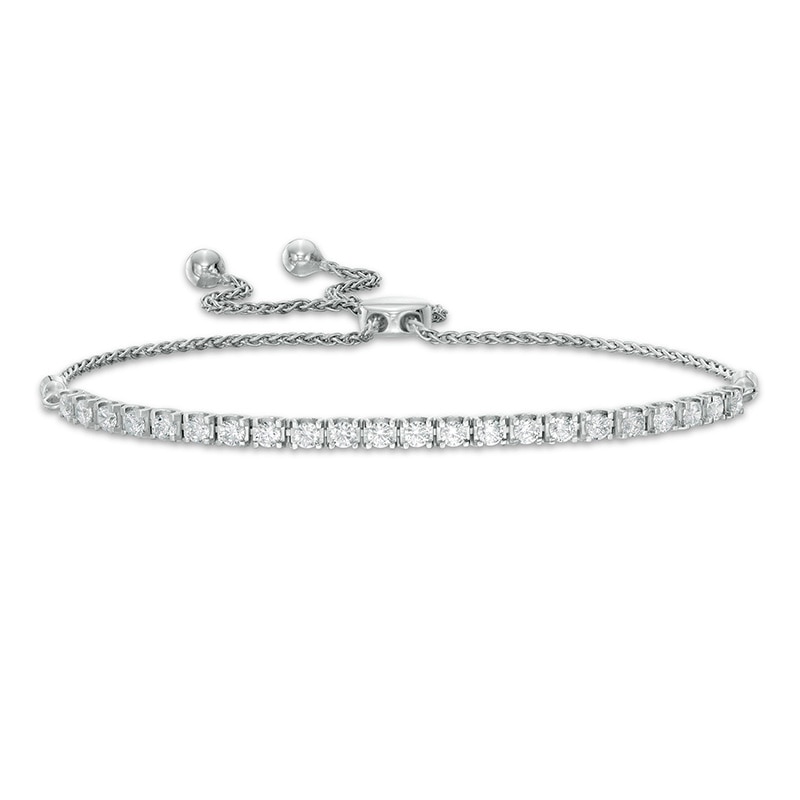Main Image 1 of Previously Owned - 1 CT. T.W. Lab-Grown Diamond Tennis Bolo Bracelet in 14K White Gold (F/SI2) - 9.0"