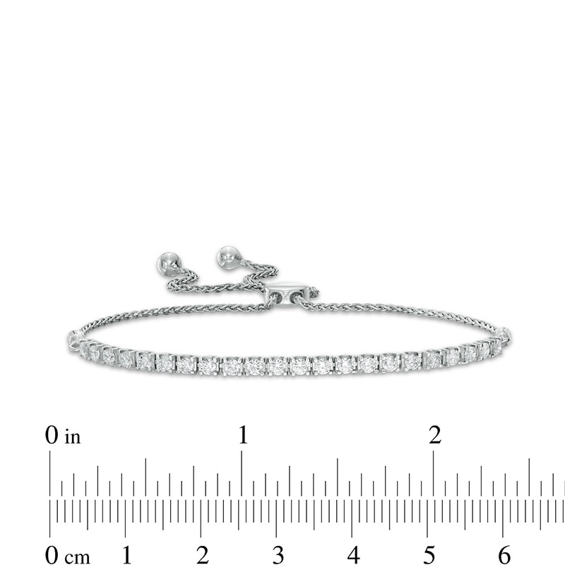 Main Image 3 of Previously Owned - 1 CT. T.W. Lab-Grown Diamond Tennis Bolo Bracelet in 14K White Gold (F/SI2) - 9.0"