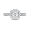 Thumbnail Image 4 of Previously Owned - 1 CT. T.W. Princess-Cut Diamond Cushion Frame Engagement Ring in Platinum (I/SI2)
