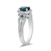 Thumbnail Image 2 of Previously Owned - Enchanted Disney Cinderella London Blue Topaz and 1/3 CTW. Diamond Engagement Ring in 14K White Gold