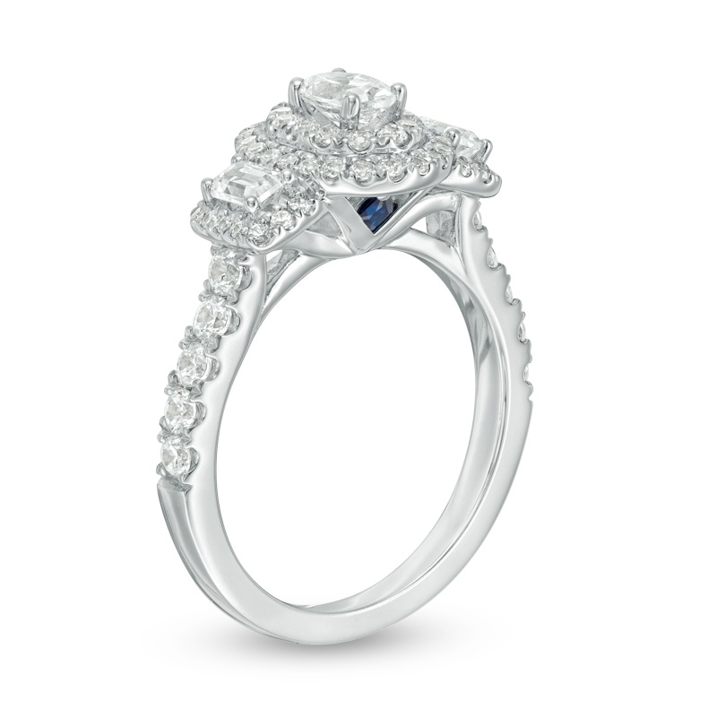 Main Image 2 of Previously Owned - Vera Wang Love Collection 1-1/4 CT. T.W. Oval Diamond Three Stone Engagement Ring in 14K White Gold
