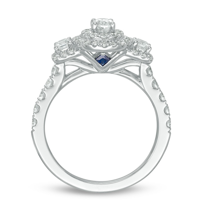 Main Image 3 of Previously Owned - Vera Wang Love Collection 1-1/4 CT. T.W. Oval Diamond Three Stone Engagement Ring in 14K White Gold