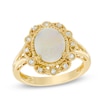 Thumbnail Image 1 of Previously Owned - Oval Opal and Diamond Accent Vintage-Style Frame Ring in 10K Gold