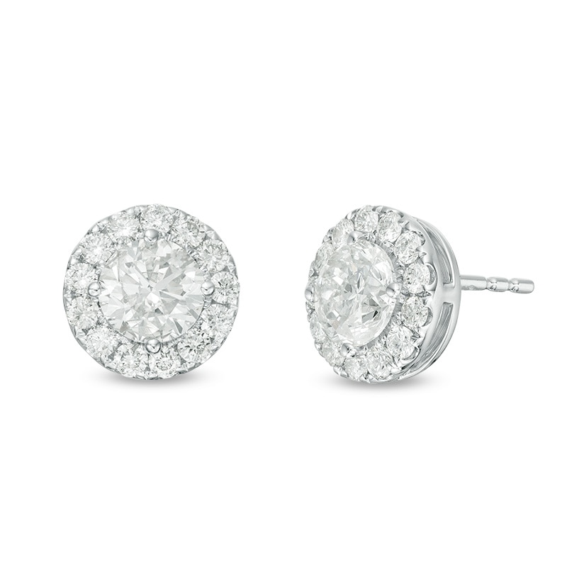 Main Image 1 of Previously Owned - 2 CT. T.W. Diamond Frame Stud Earrings in 14K White Gold (I/SI2)