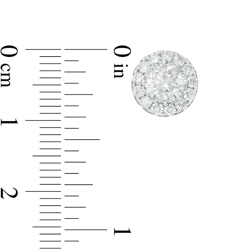 Main Image 3 of Previously Owned - 2 CT. T.W. Diamond Frame Stud Earrings in 14K White Gold (I/SI2)