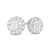 Thumbnail Image 1 of Previously Owned - 1 CT. T.W. Diamond Raised Frame Stud Earrings in 14K White Gold