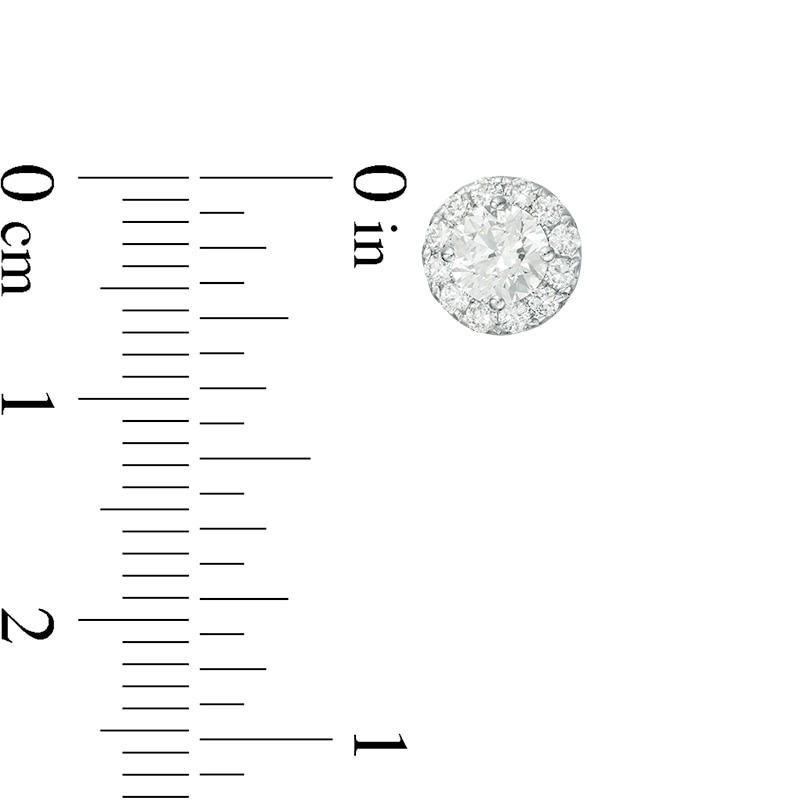 Main Image 3 of Previously Owned - 1 CT. T.W. Diamond Raised Frame Stud Earrings in 14K White Gold